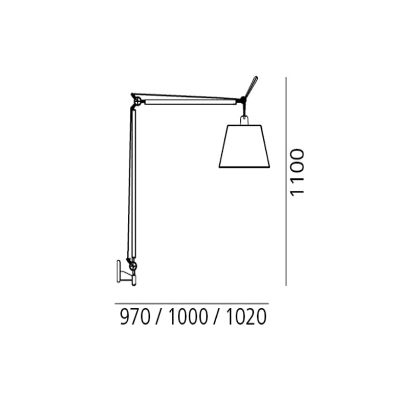 Artemide TOLOMEO Mega parete - dimmer - alluminio con diffusore pergamena 32cm - immagine 3