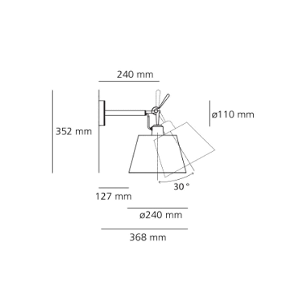 Artemide TOLOMEO parete diffusore 24 - alluminio con diffusore pergamena - immagine 3
