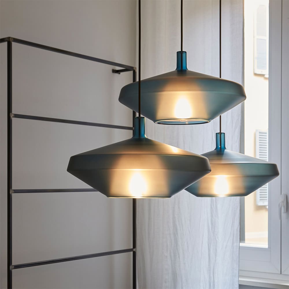 Penta MOM sospensione bassa - vetro blu avio opaco - immagine 2