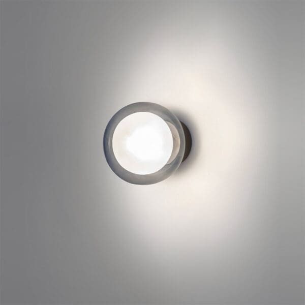 Tooy NABILA Lampada da parete o soffitto - D 12 D 13 cm - Nero, Cromo nero, vetri fumè