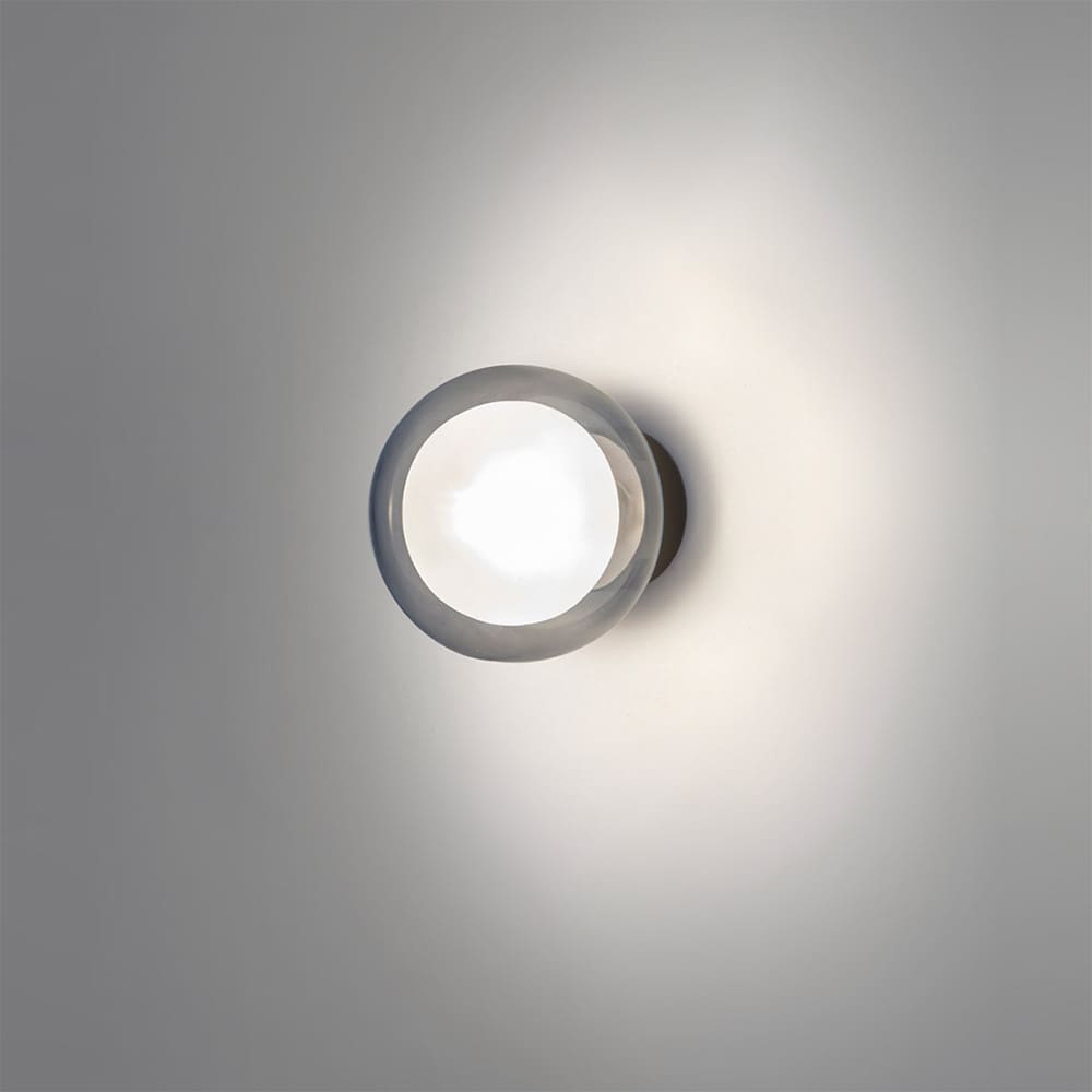 Tooy NABILA Lampada da parete o soffitto - D 12 D 13 cm - Nero, Cromo nero, vetri fumè