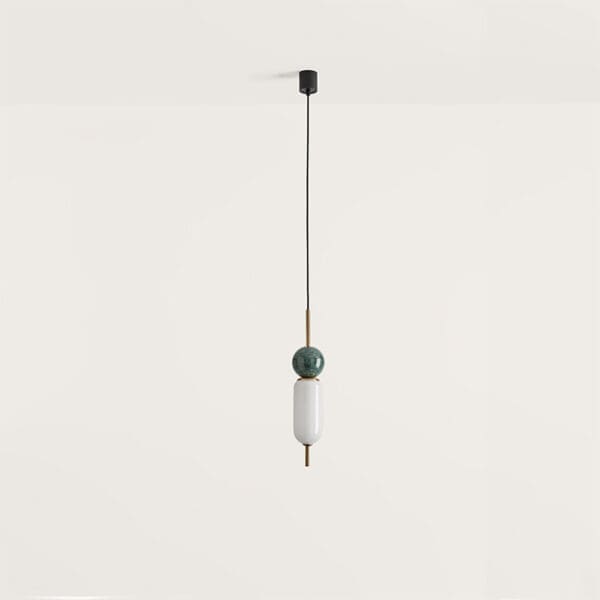 Aromas del Campo ANET  - antique gold structure, opal white lampshade and green marble body