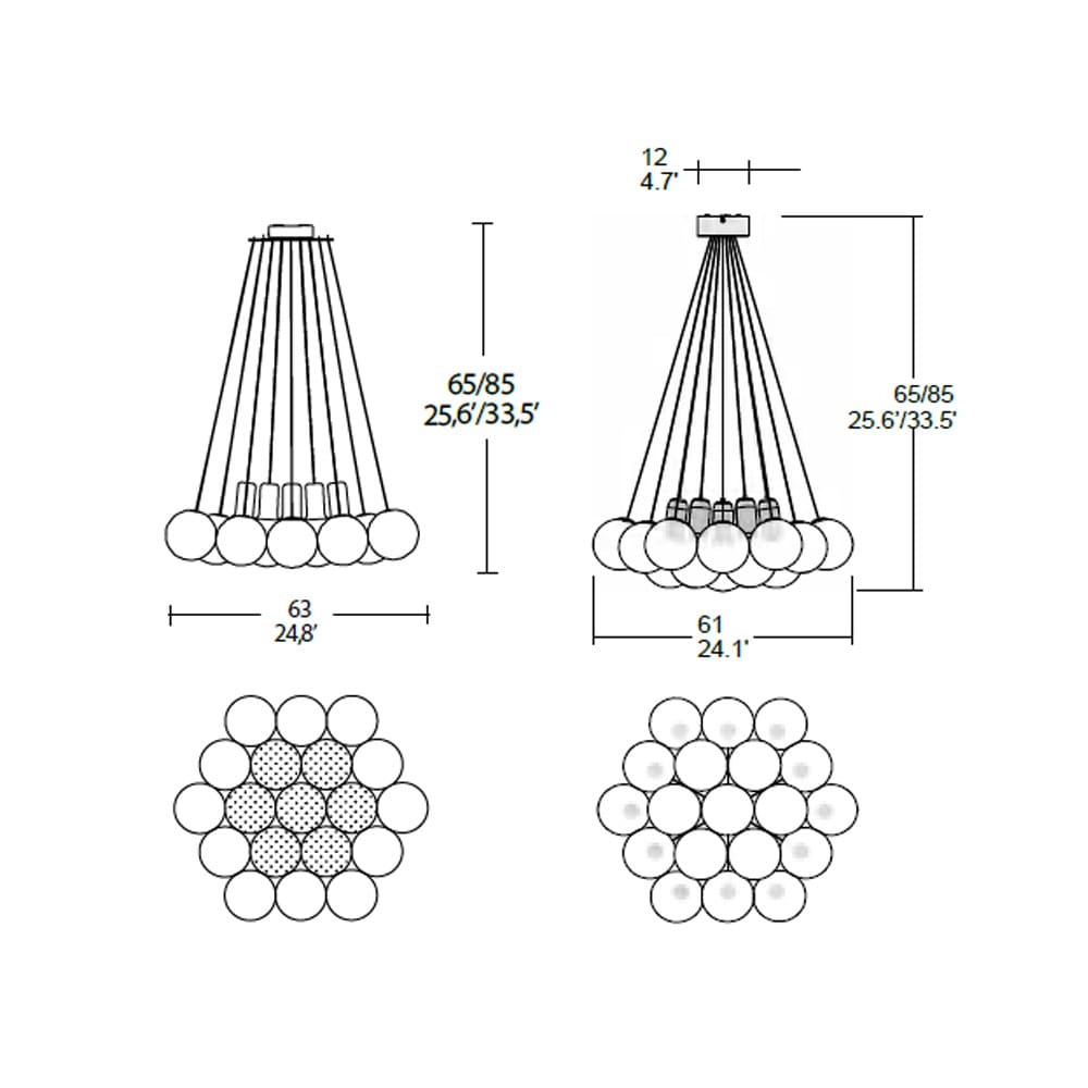SP Light SPHERE 19 LED H65 - rosone tondo - cristallo trasparente - immagine 3