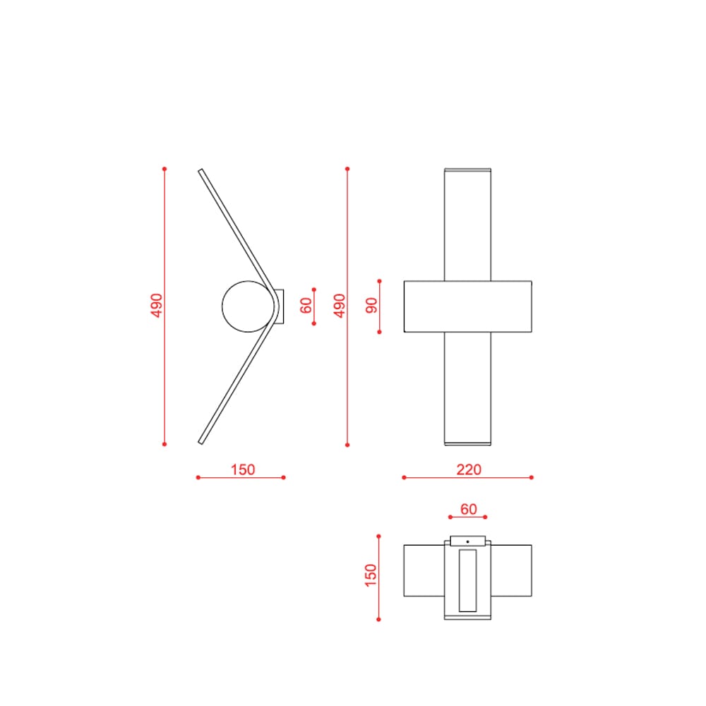 Tooy NASTRO 563.43 - struttura nero sabbia e cilindro ottone spazzolato - immagine 3