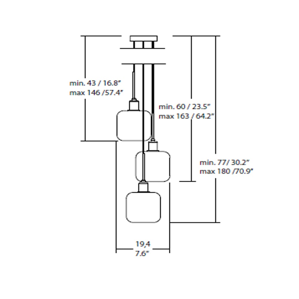 SP Light DIVA sospensione tripla - oro vetro B grigio - immagine 3