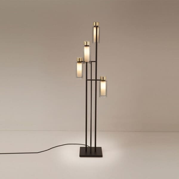 Tooy OSMAN 560.64 - nero opaco, ottone spazzolato e vetri fumè