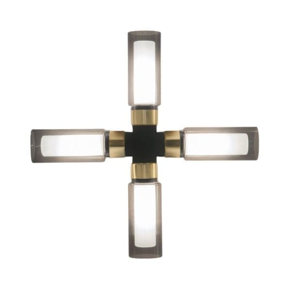 Tooy OSMAN 560.74 - nero opaco, ottone spazzolato e vetri fumè