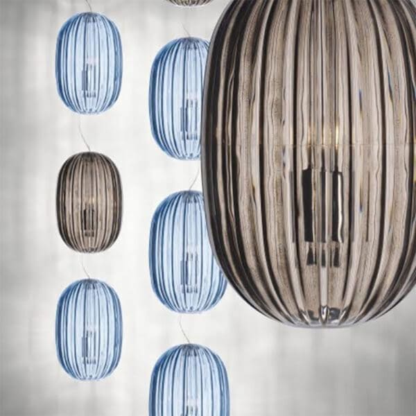 Foscarini PLASS quintuple medium suspension- light blue