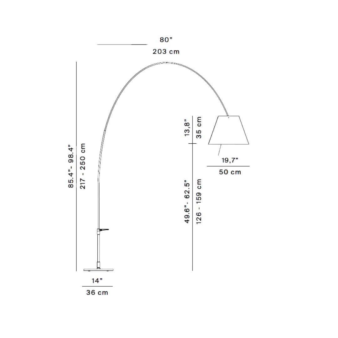 Luceplan LADY COSTANZA D13E d. floor - telescopic - black body and white shade - Image 3