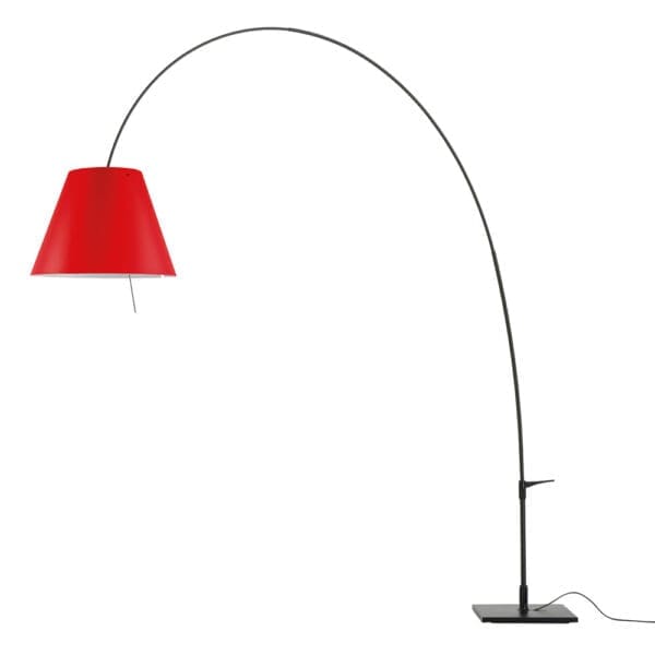 Luceplan LADY COSTANZA D13E d. terra - telescopica - corpo nero e paralume rosso