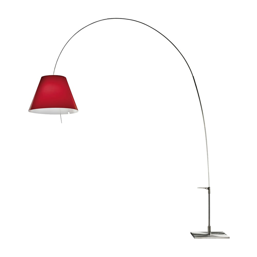 Luceplan LADY COSTANZA D13E d. floor - telescopic - aluminum body and red shade