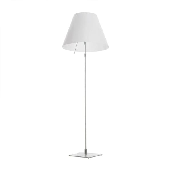 Luceplan GRANDE COSTANZA D13Gt terra - stelo telescopico dimmer sensoriale - alluminio e paralume bianco
