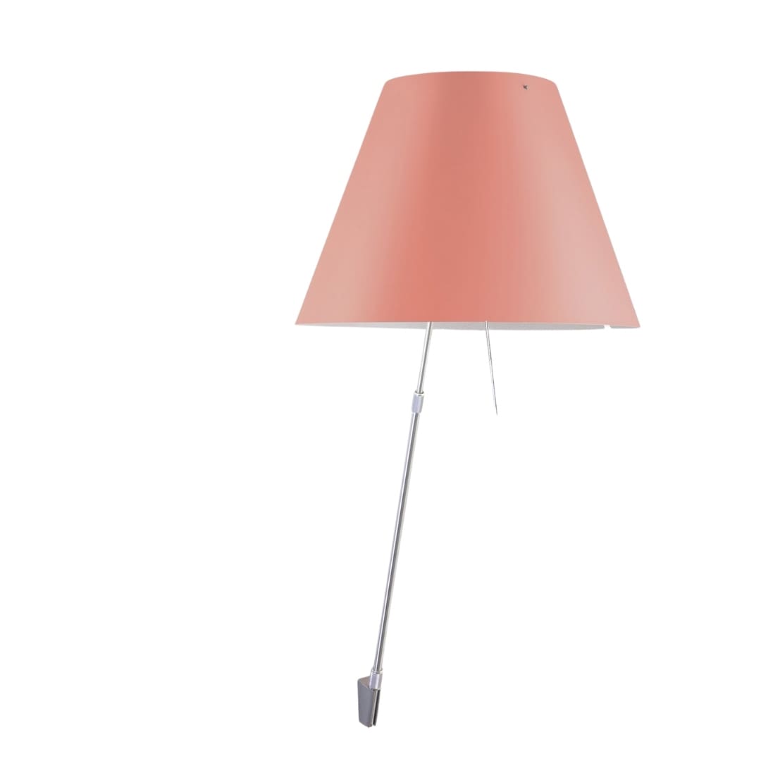 Luceplan COSTANZA D13a parete stelo telescopico dimmer sensoriale - corpo alluminio e paralume rosa mistico