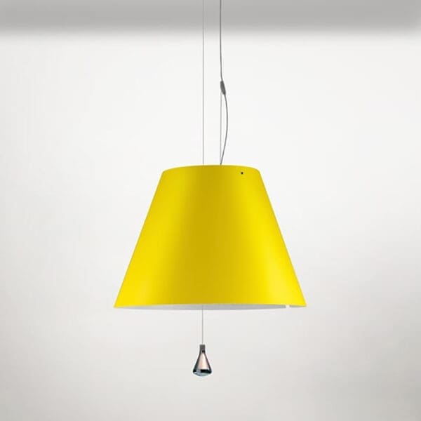 Luceplan COSTANZA D13sas sospensione saliscendi - contrappeso acciaio cromato e paralume giallo vivo