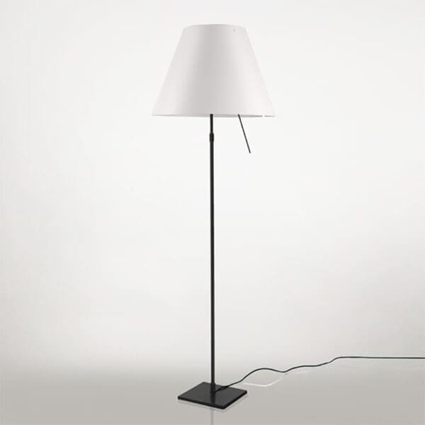 Luceplan COSTANZA D13 t terra stelo telescopico dimmer sensoriale - corpo nero e paralume bianco