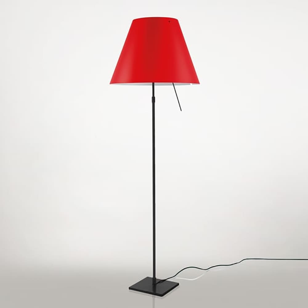 Luceplan COSTANZA D13 t terra stelo telescopico dimmer sensoriale - corpo nero e paralume rosso primario