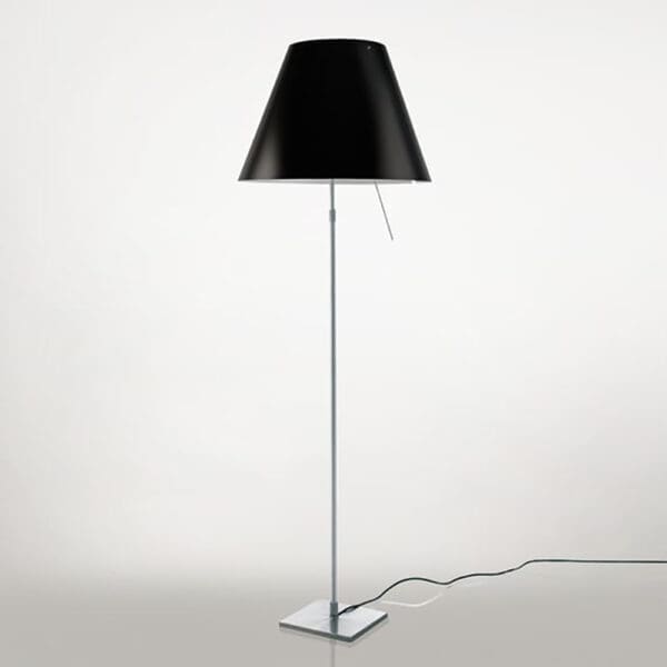 Luceplan COSTANZA D13 t terra stelo telescopico dimmer sensoriale - corpo alluminio e paralume nero liquirizia