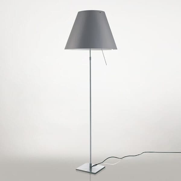 Luceplan COSTANZA D13 t terra stelo telescopico dimmer sensoriale - corpo alluminio e paralume grigio cemento