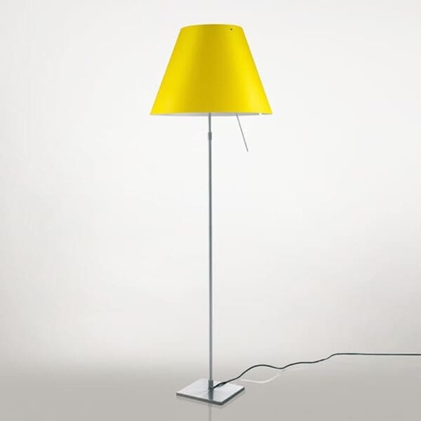 Luceplan COSTANZA D13 t terra stelo telescopico dimmer sensoriale - corpo alluminio e paralume giallo vivo