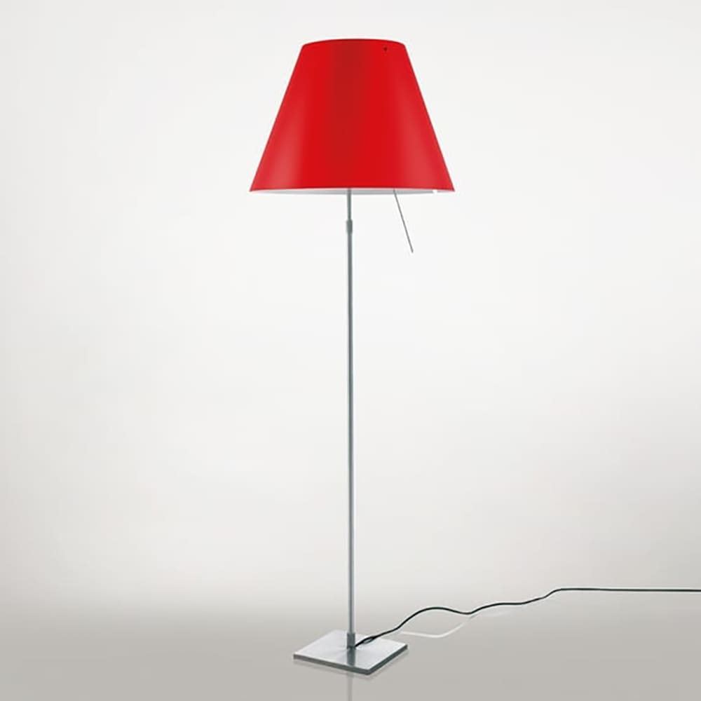 Luceplan COSTANZA D13 t floor telescopic stem sensorial dimmer - aluminum body and primary red shade
