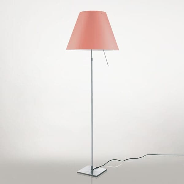Luceplan COSTANZA D13 t terra stelo telescopico dimmer sensoriale - corpo alluminio e paralume rosa mistico