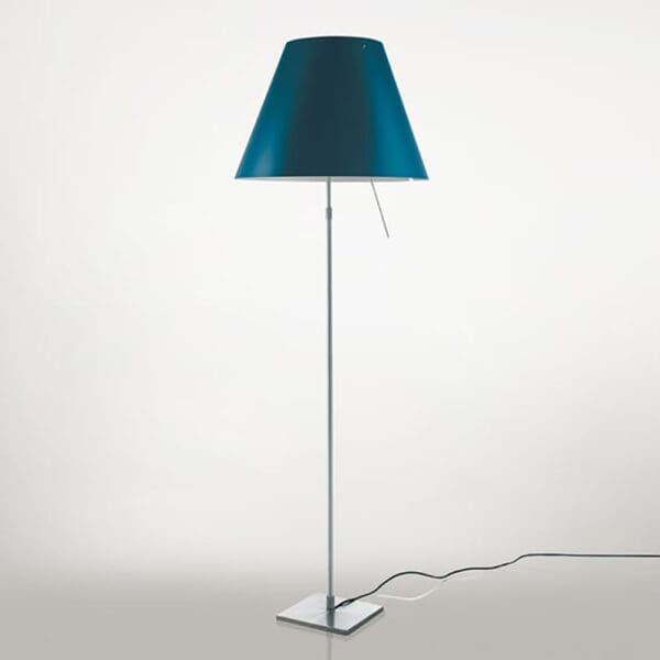 Luceplan COSTANZA D13 t terra stelo telescopico dimmer sensoriale - corpo alluminio e paralume blu petrolio