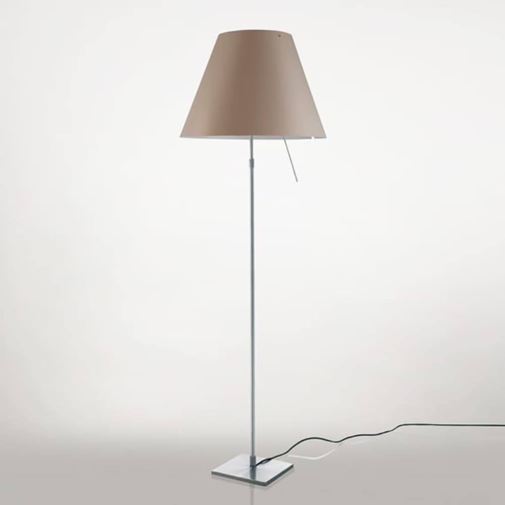 Luceplan COSTANZA D13 t terra stelo telescopico dimmer sensoriale - corpo alluminio e paralume nocciola