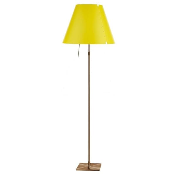Luceplan COSTANZA D13 t terra stelo telescopico dimmer sensoriale - corpo ottone e paralume giallo vivo