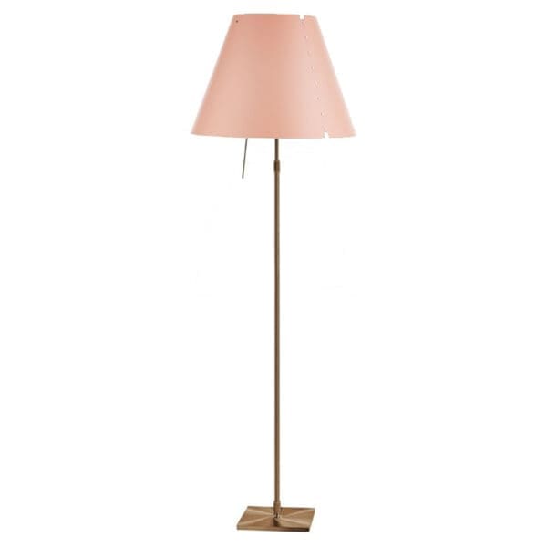 Luceplan COSTANZA D13 t terra stelo telescopico dimmer sensoriale - corpo ottone e paralume rosa mistico