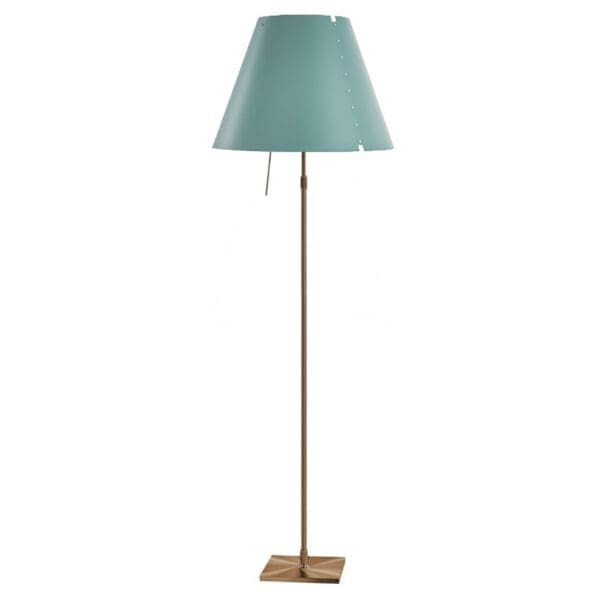 Luceplan COSTANZA D13 t terra stelo telescopico dimmer sensoriale - corpo ottone e paralume verde alchimia