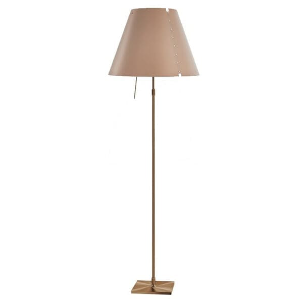 Luceplan COSTANZA D13 t terra stelo telescopico dimmer sensoriale - corpo ottone e paralume nocciola