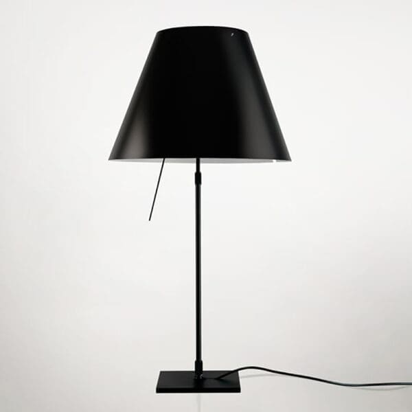Luceplan COSTANZA D13 table telescopic stem sensorial dimmer - black body and black liquorice shade