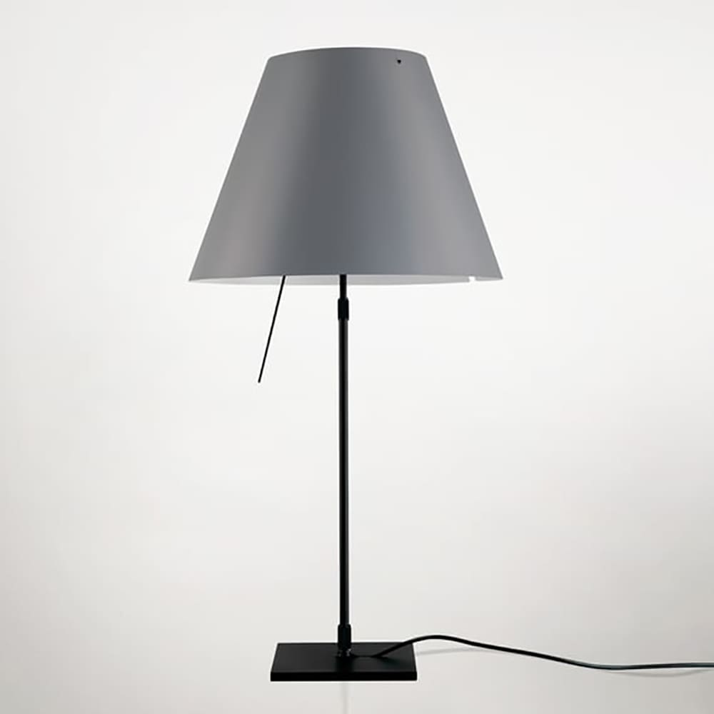 Luceplan COSTANZA D13 tavolo stelo telescopico dimmer sensoriale - corpo nero e paralume grigio cemento