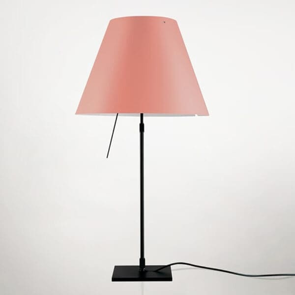 Luceplan COSTANZA D13 tavolo stelo telescopico dimmer sensoriale - corpo nero e paralume rosa mistico