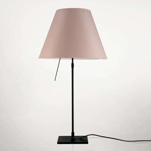 Luceplan COSTANZA D13 tavolo stelo telescopico dimmer sensoriale - corpo nero e paralume cipria