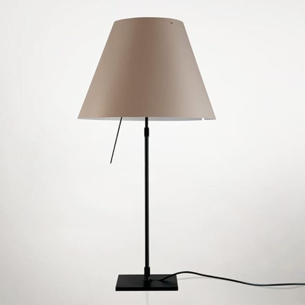 Luceplan COSTANZA D13 table telescopic stem sensorial dimmer - black body and hazelnut shade