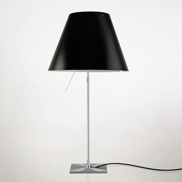 Luceplan COSTANZA D13 table telescopic stem sensorial dimmer - aluminum body and black liquorice shade