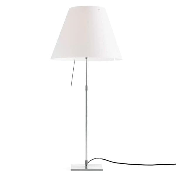 Luceplan COSTANZA D13 table telescopic stem sensorial dimmer - aluminum body and white shade