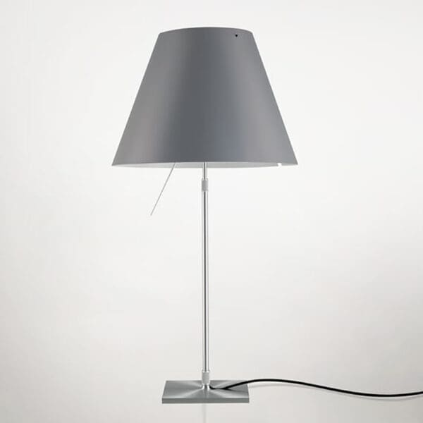 Luceplan COSTANZA D13 table telescopic stem sensorial dimmer - aluminum body and concrete gray shade