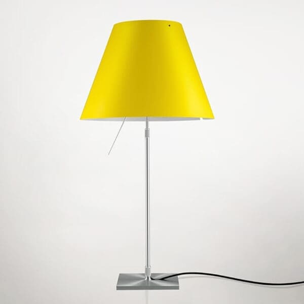 Luceplan COSTANZA D13 table telescopic stem sensorial dimmer - aluminum body and bright yellow shade