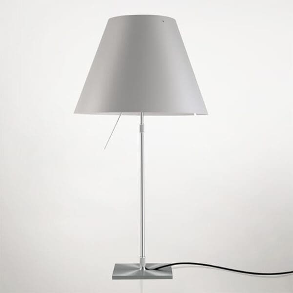 Luceplan COSTANZA D13 table telescopic stem sensorial dimmer - aluminum body and foggy white shade