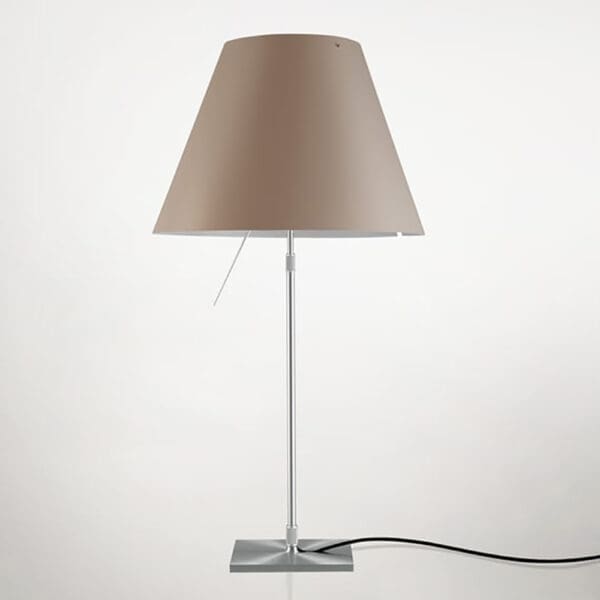 Luceplan COSTANZA D13 tavolo stelo telescopico dimmer sensoriale - corpo alluminio e paralume nocciola