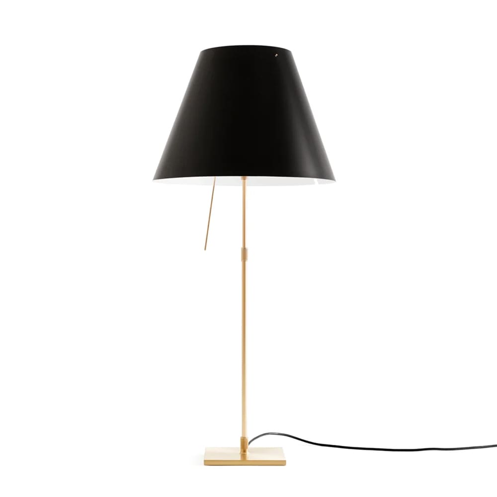 Luceplan COSTANZA D13 tavolo stelo telescopico dimmer sensoriale - corpo ottone e paralume nero liquirizia