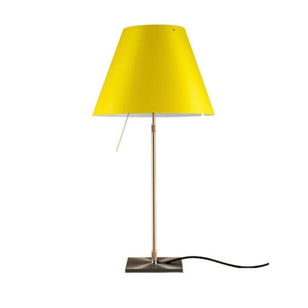 Luceplan COSTANZA D13 tavolo stelo telescopico dimmer sensoriale - corpo ottone e paralume giallo vivo
