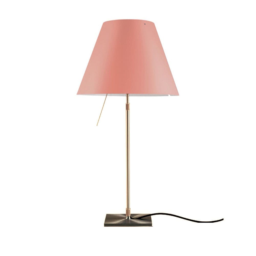 Luceplan COSTANZA D13 tavolo stelo telescopico dimmer sensoriale - corpo ottone e paralume rosa mistico