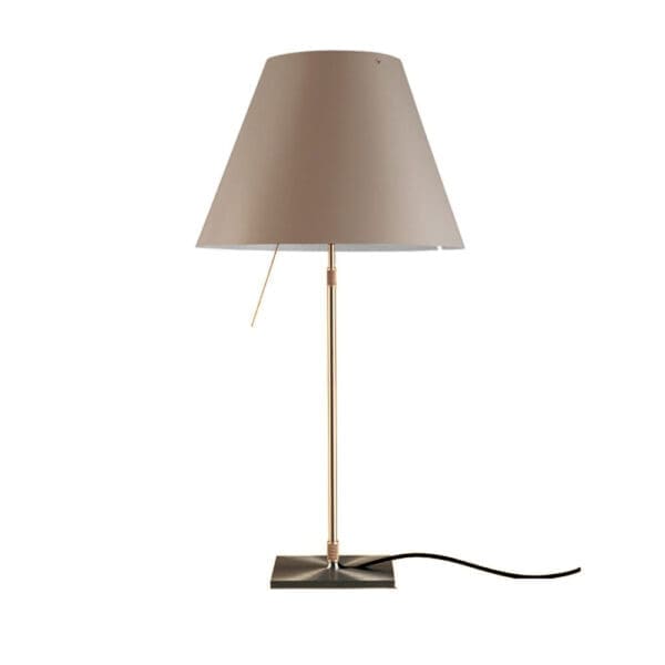 Luceplan COSTANZA D13 table telescopic stem sensorial dimmer - brass body and hazelnut shade