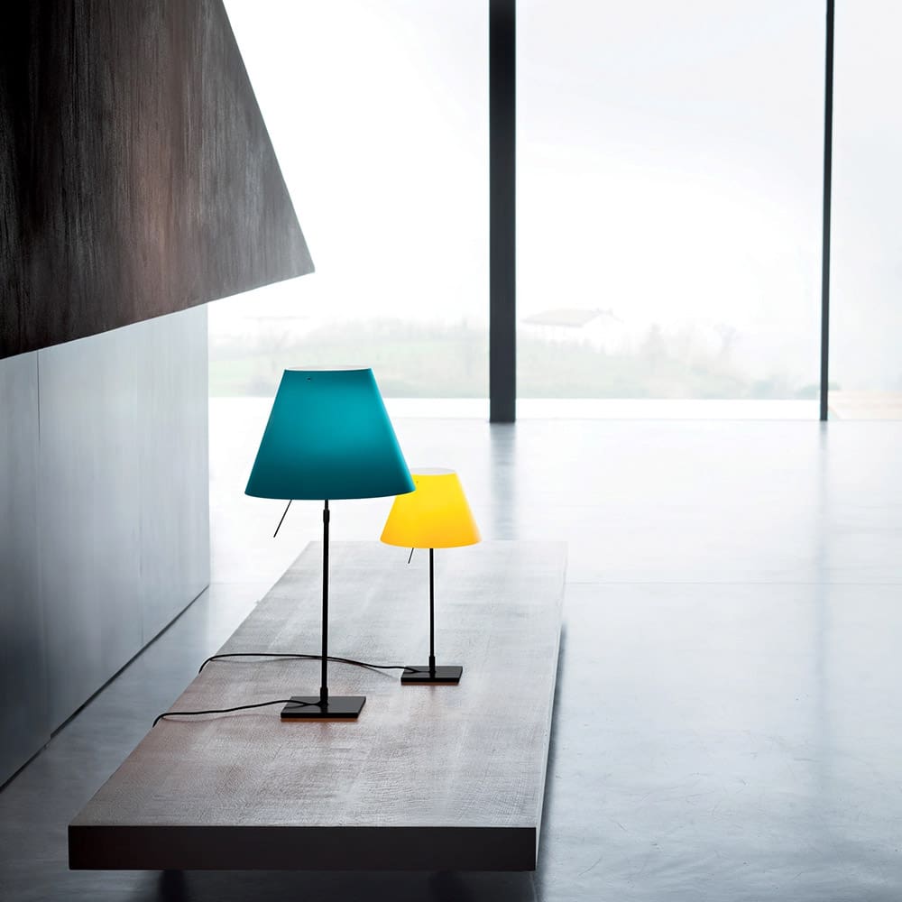 Luceplan COSTANZA D13i table telescopic stem - on/off - aluminum body and black liquorice shade - Image 3