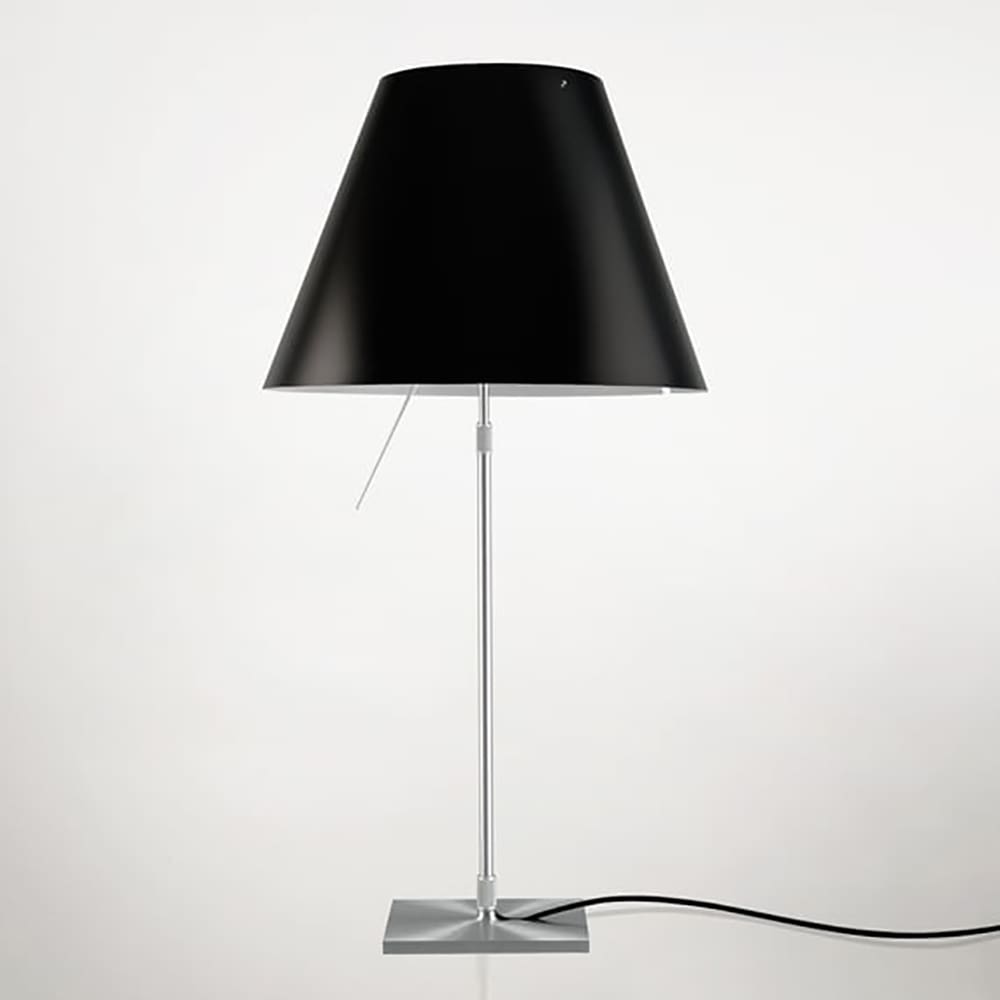 Luceplan COSTANZA D13i tavolo stelo telescopico - on/off - corpo alluminio e paralume nero liquirizia