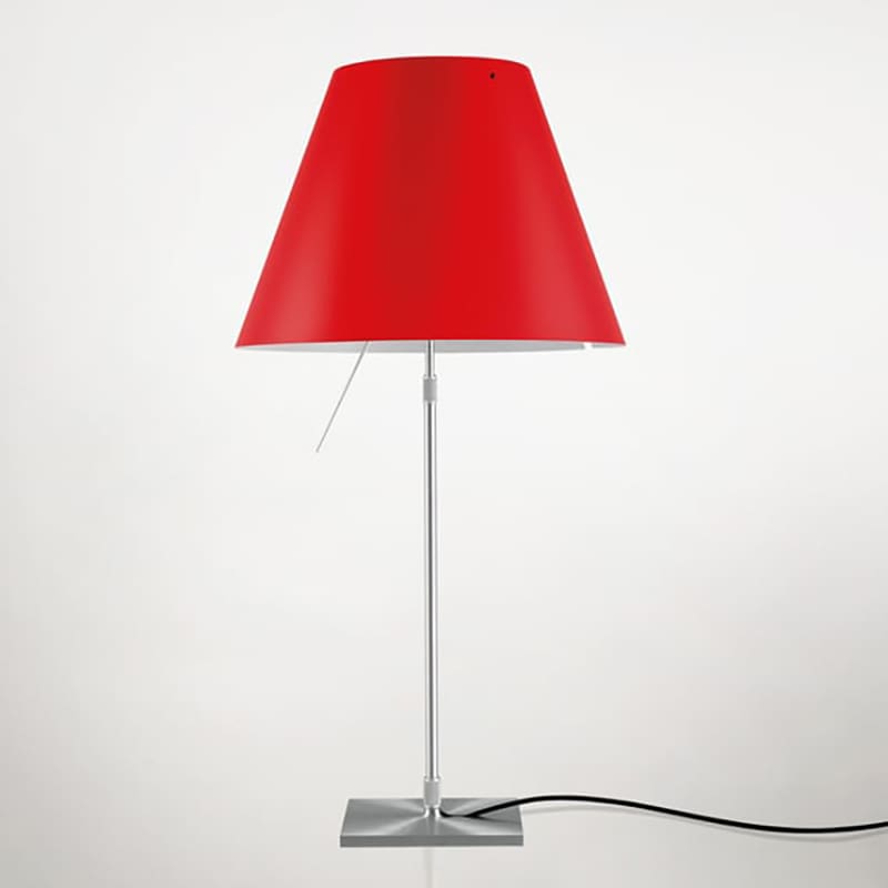 Luceplan COSTANZA D13i table telescopic stem - on/off - aluminum body and primary red shade