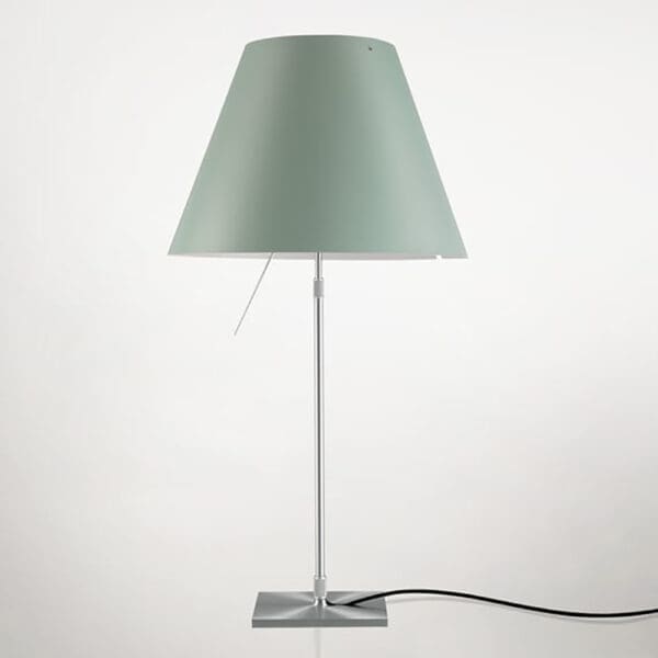 Luceplan COSTANZA D13i tavolo stelo telescopico - on/off - corpo alluminio e paralume verde alchimia